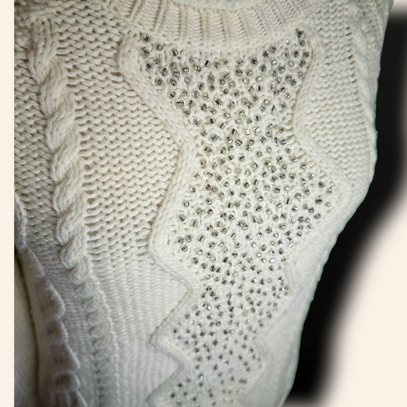 J. Crew Factory ‘Merino Wool Blend Silver Bead Embellished Cable Knit Sweater’ S - Picture 13 of 13